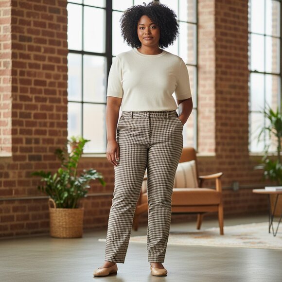 Talbots Houndstooth Womens Pants Size 14P Black & Beige Heritage Collection - Picture 1 of 13
